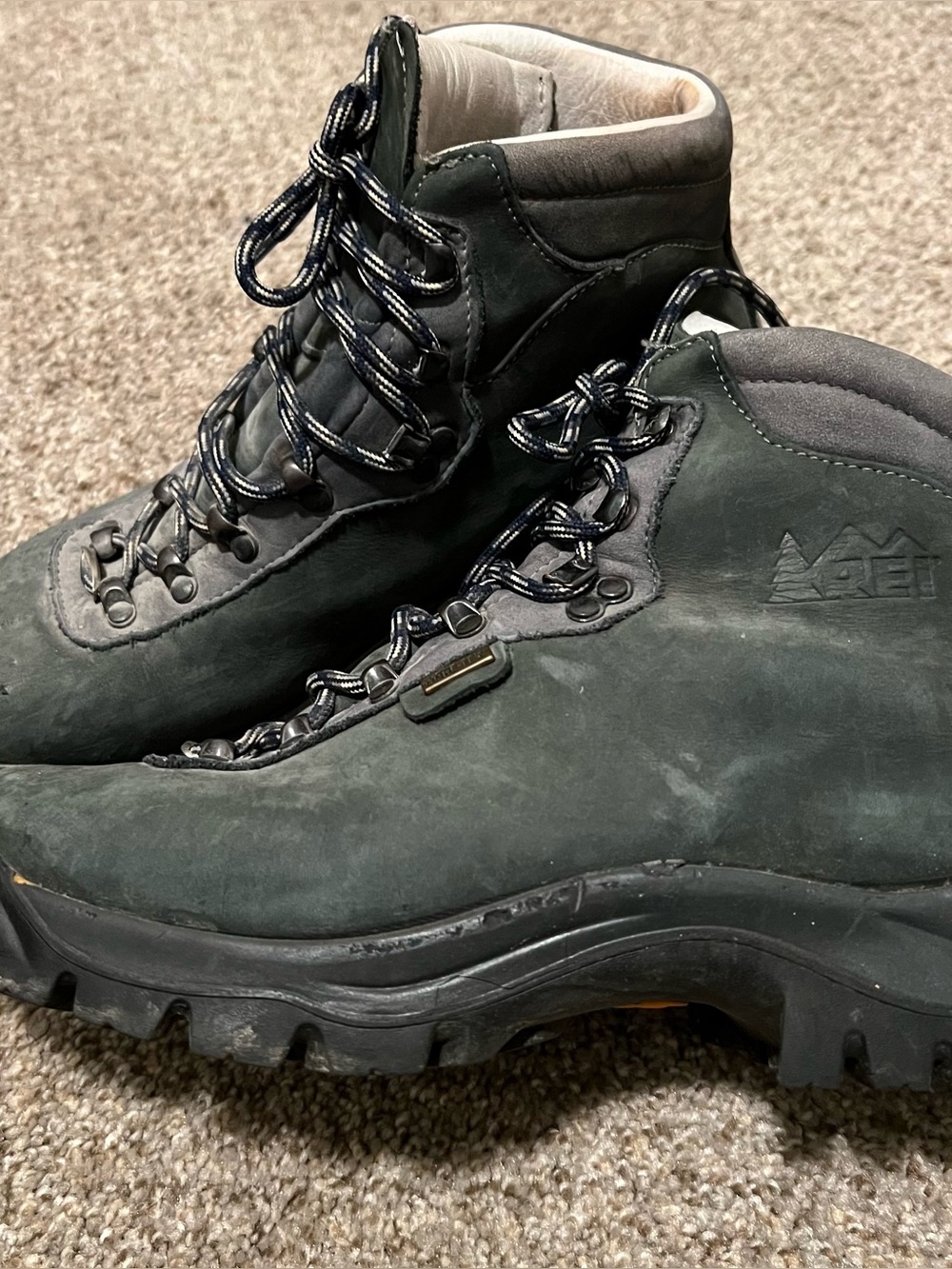 REI Men's Gore-Tex Dark Green Nubuck Waterproof Hiking Boots Size 10